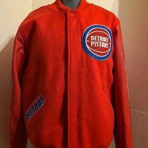 DETROIT PISTONS PRO STANDARD XL VARSITY JACKET NBA BASKETBALL RED BLUE